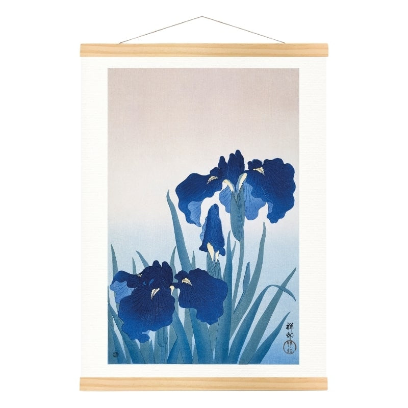 Blå Iris japansk print A3