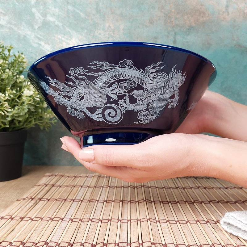 Blå japansk Ramen-skål