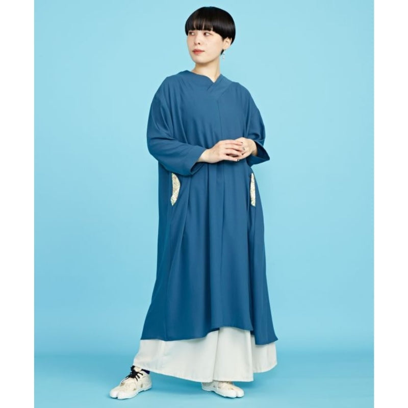 Blå moderne japansk kjole Én størrelse