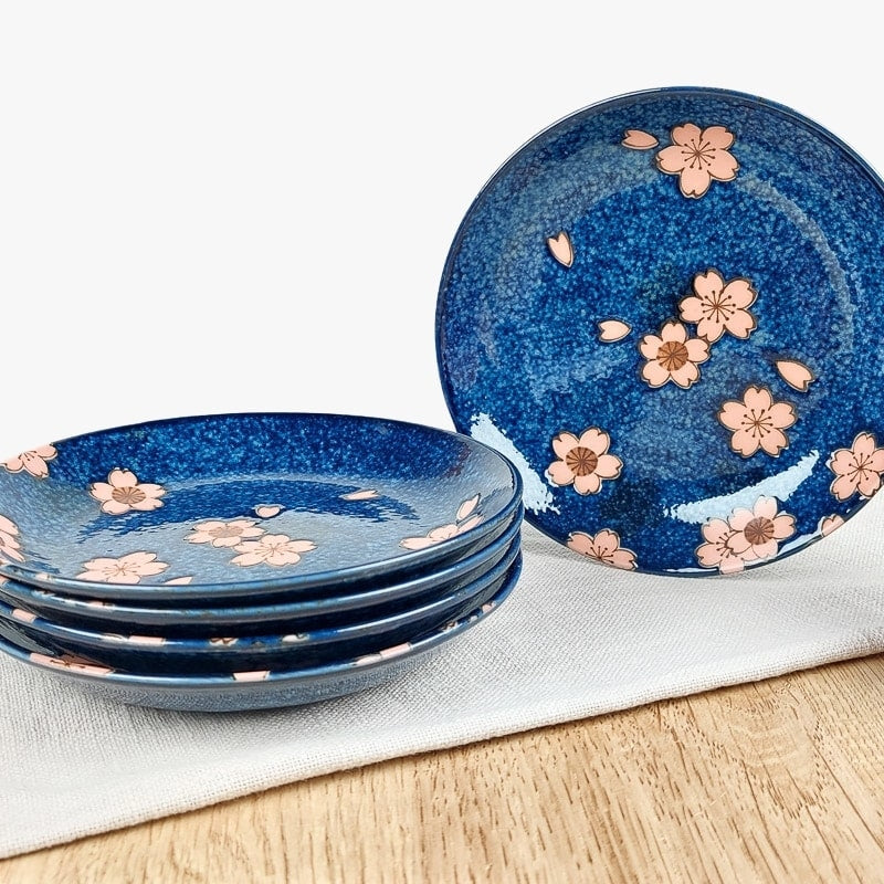 Bokssæt med 5 japanske Sakura-tallerkener