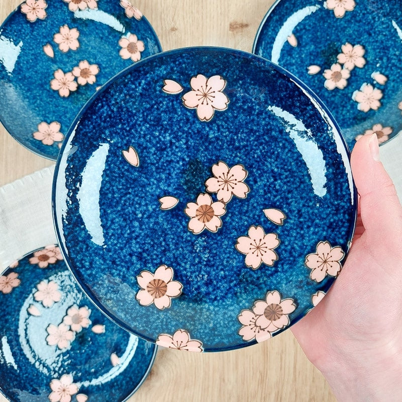 Bokssæt med 5 japanske Sakura-tallerkener