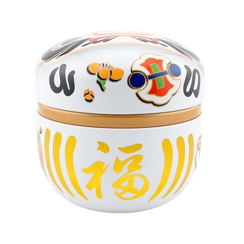 Daruma White Metal Tea Box