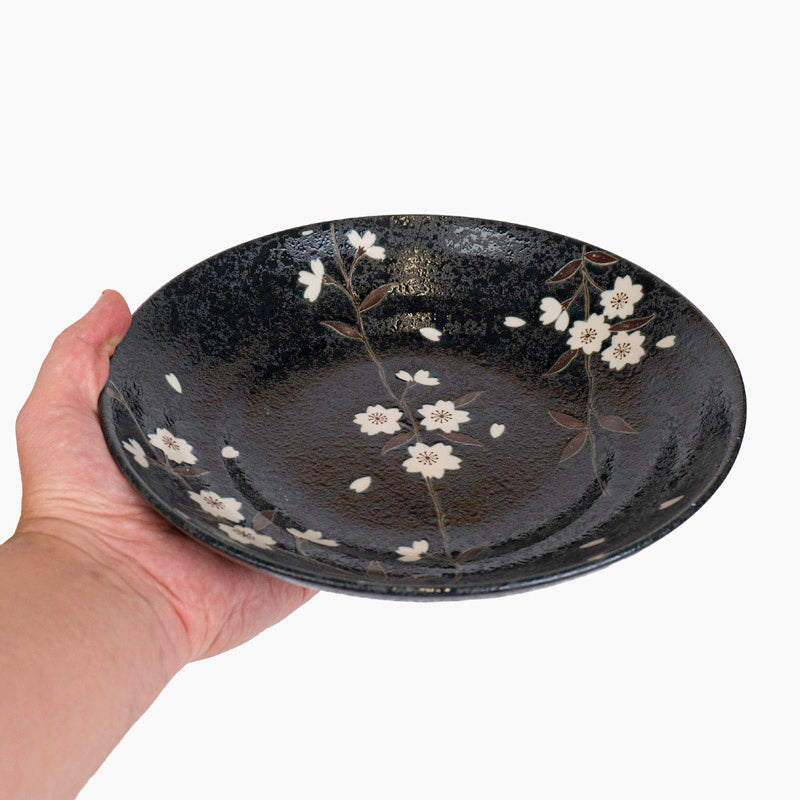 Dyb japansk tallerken Kuro Sakura