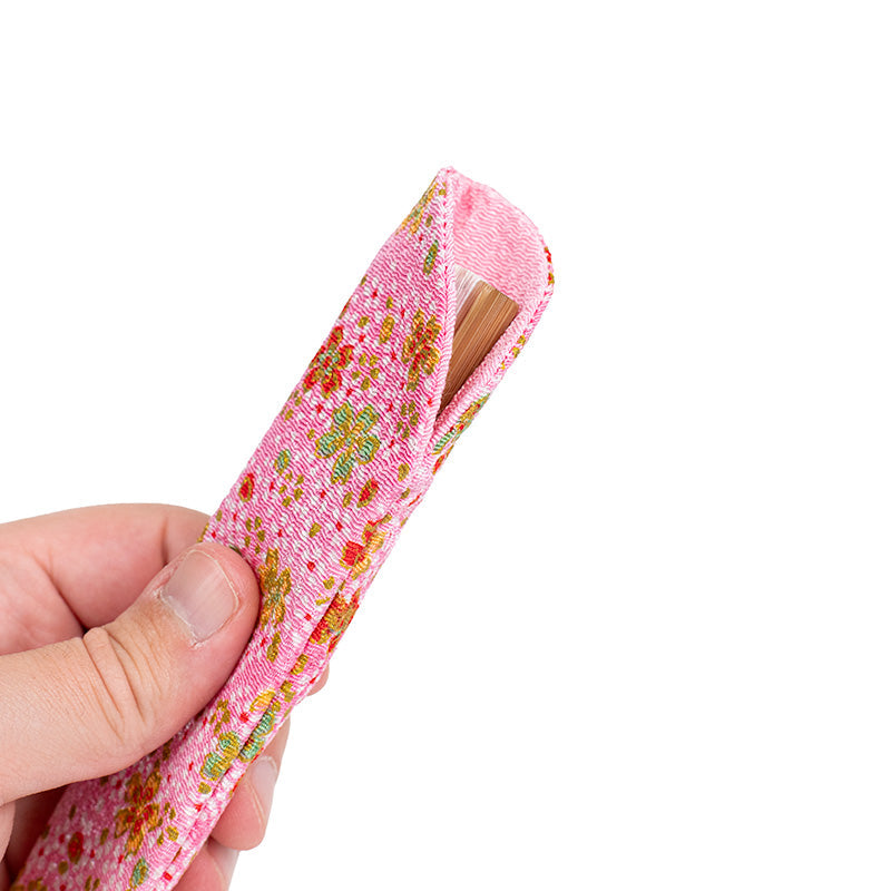 Etui til Japansk Vifte - Yuzen Rosa Blomster