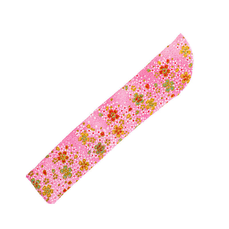 Etui til Japansk Vifte - Yuzen Rosa Blomster