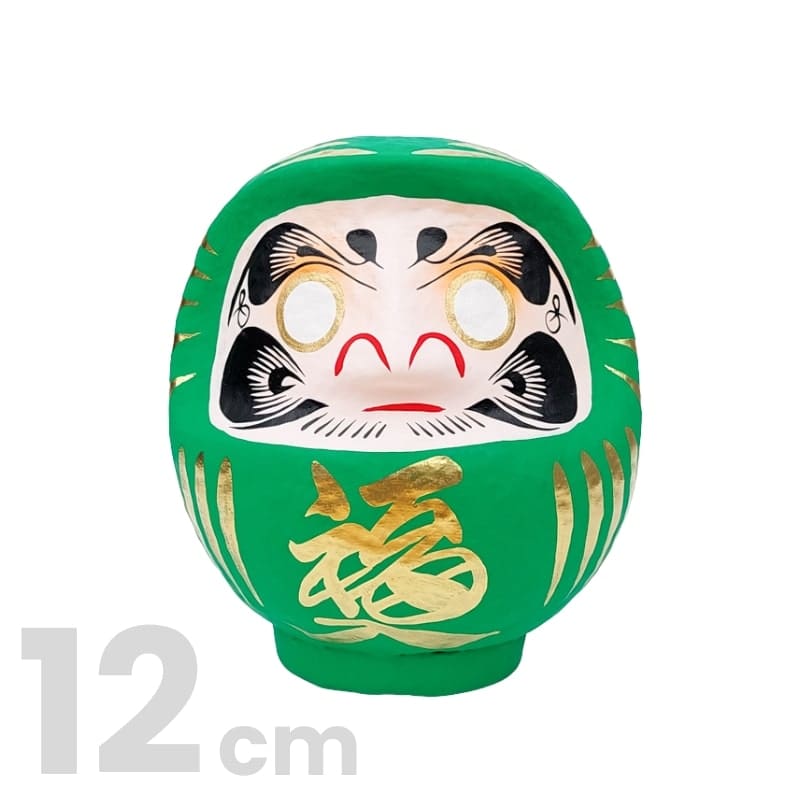 Grøn japansk daruma - 9 til 15 cm 12 cm