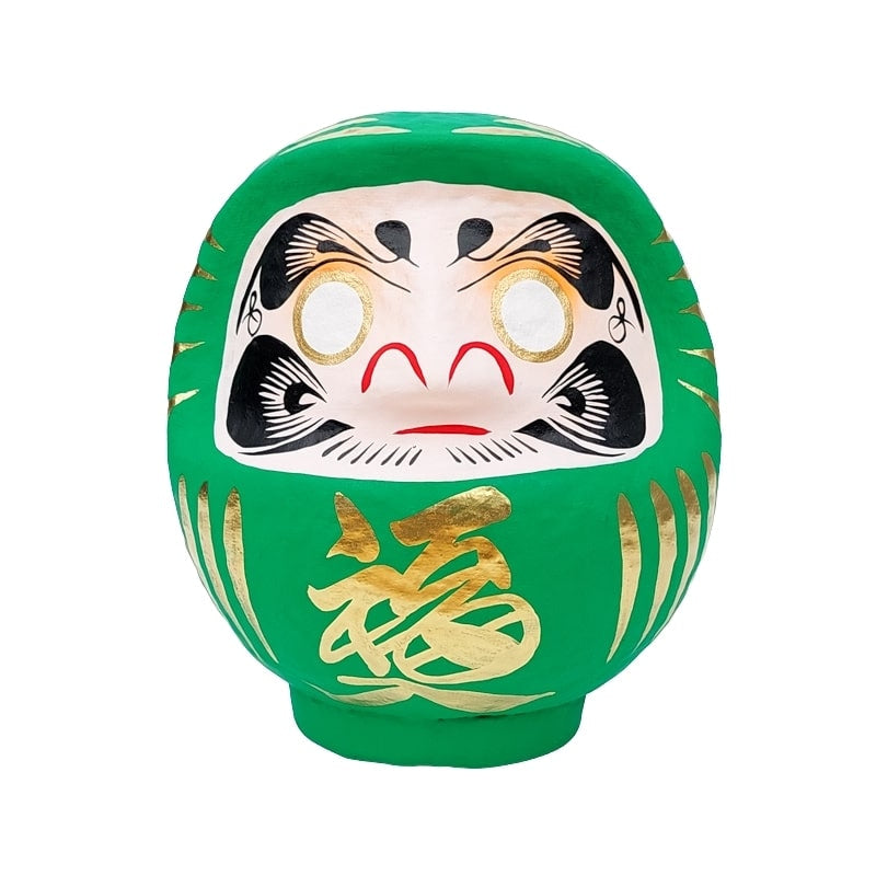 Grøn japansk daruma - 9 til 15 cm