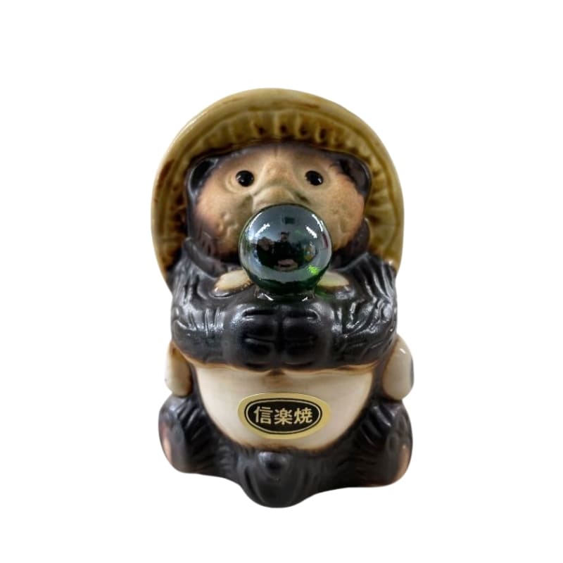 Grøn perle Tanuki-figur