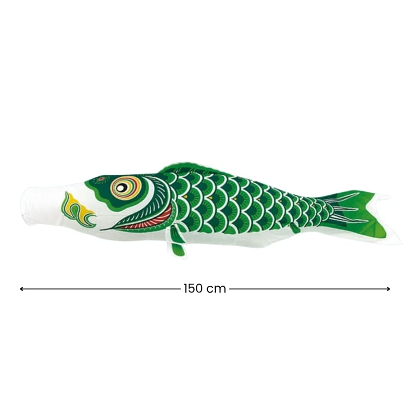 Grøn traditionel japansk koinobori - 150 cm