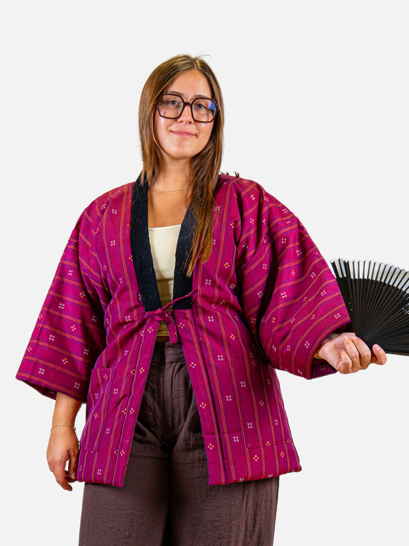 Hanten-jakke Dame – Lyserød Shima ni Hishi ML
