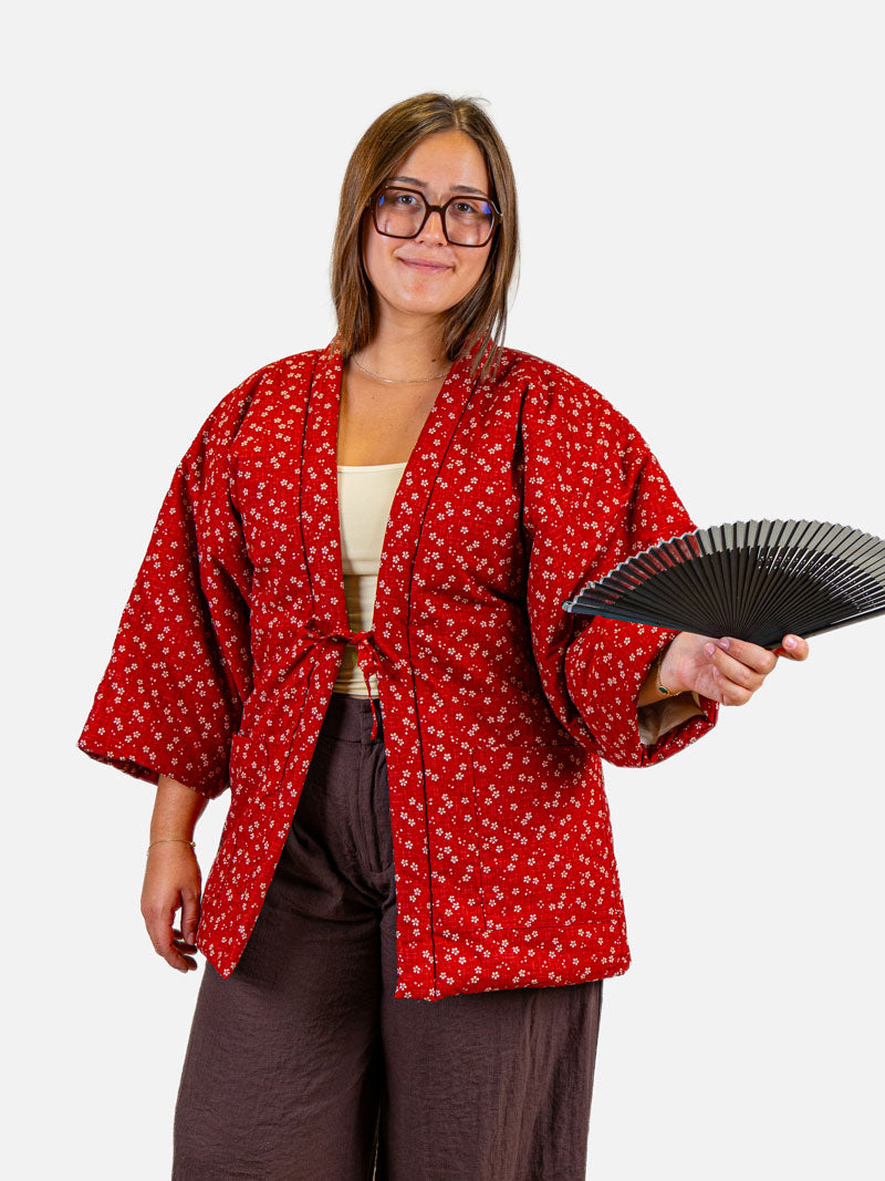 Hanten-jakke Dame – Rød Sakura