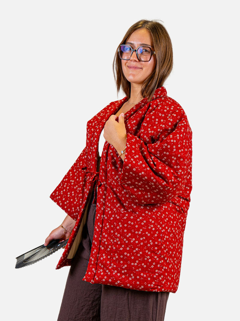 Hanten-jakke Dame – Rød Sakura