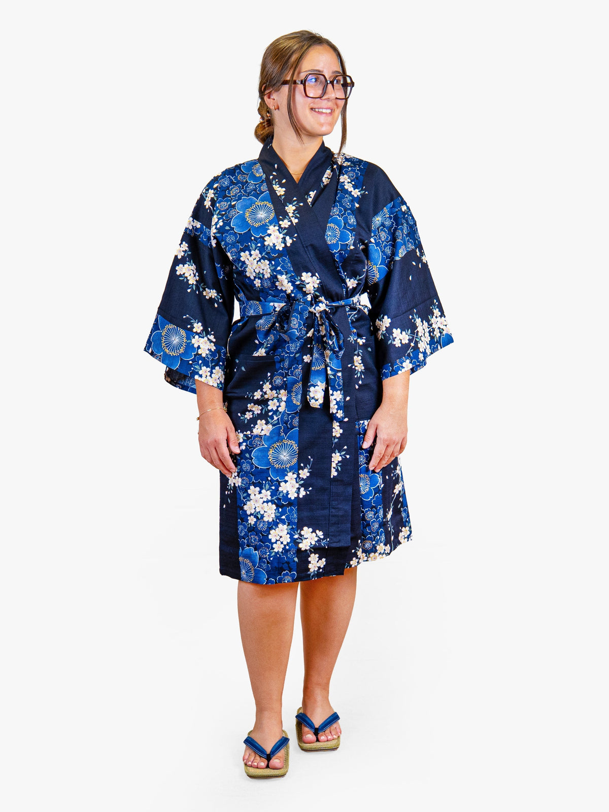 Happi-kimono Dame – Blå Sakura
