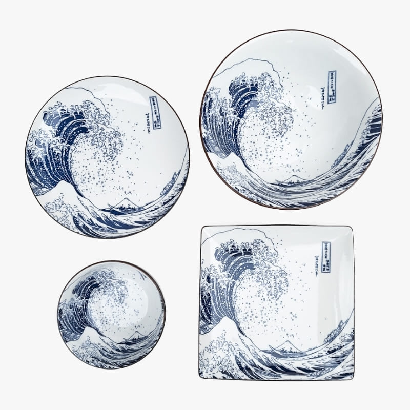 Hokusai rund japansk tallerken