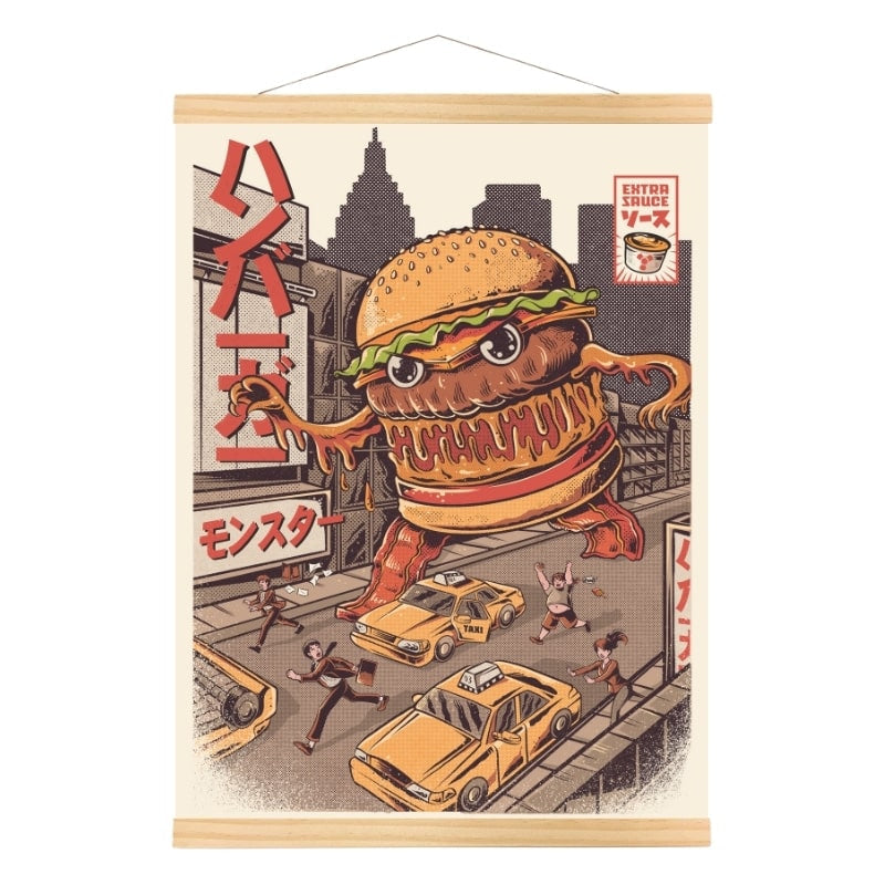 Japansk Burgerzilla-plakat A3