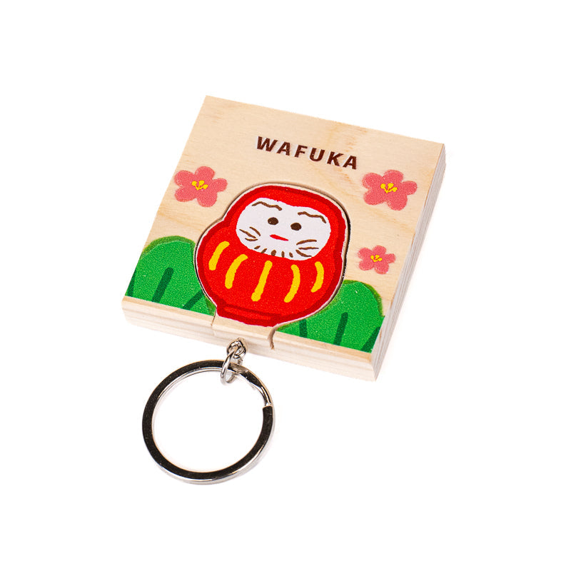 Japansk cypres nøglering Daruma