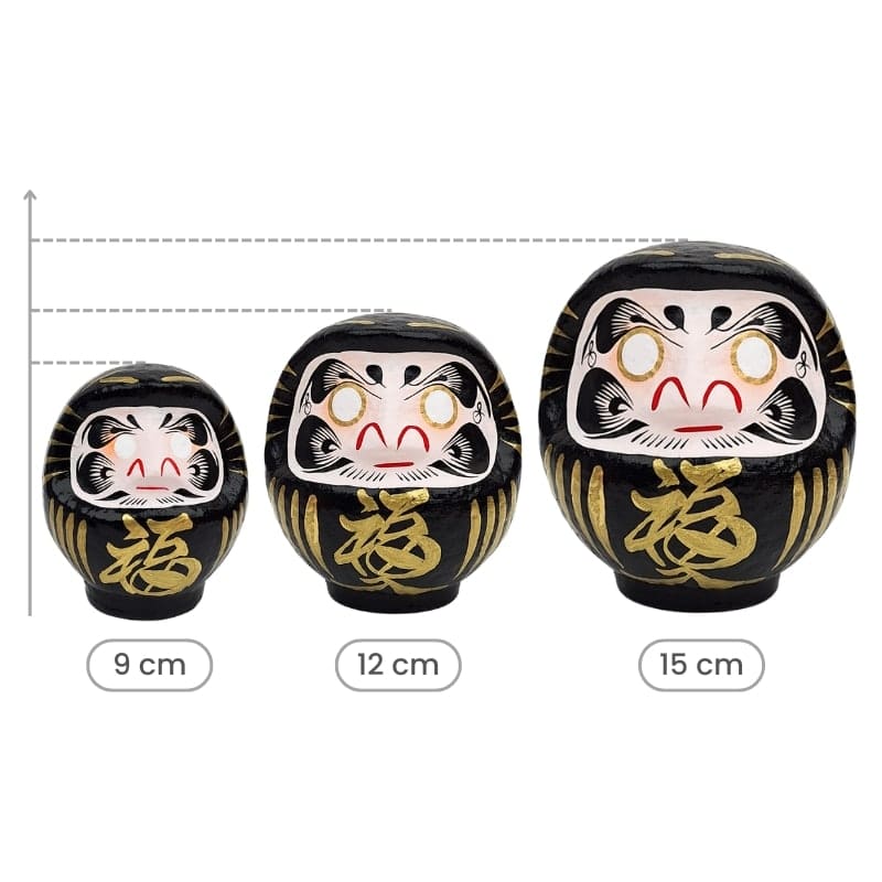 Japansk Daruma Sort - 9 til 15 cm