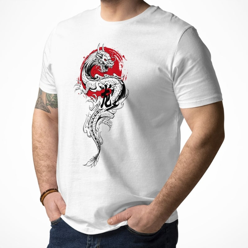 Japansk drage og sol T-shirt
