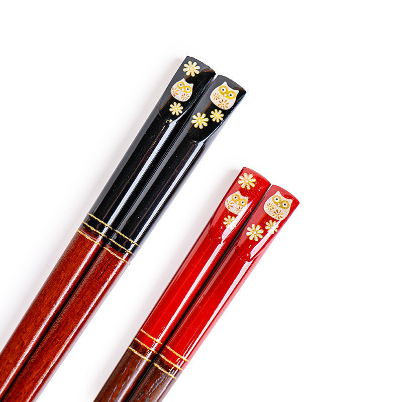 Japansk Duo Spisepinde Æske - Fukurou Ugle