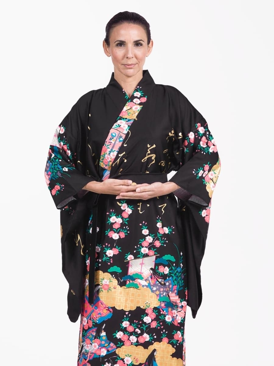 Japansk Furisode Kimono til kvinder Én størrelse