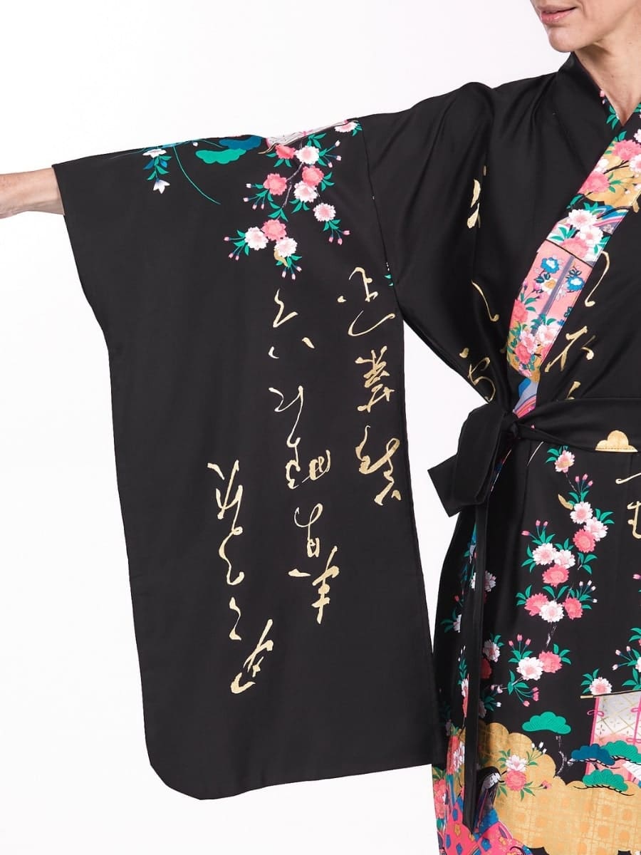 Japansk Furisode Kimono til kvinder Én størrelse