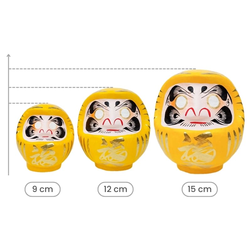 Japansk gul daruma - 9 til 15 cm