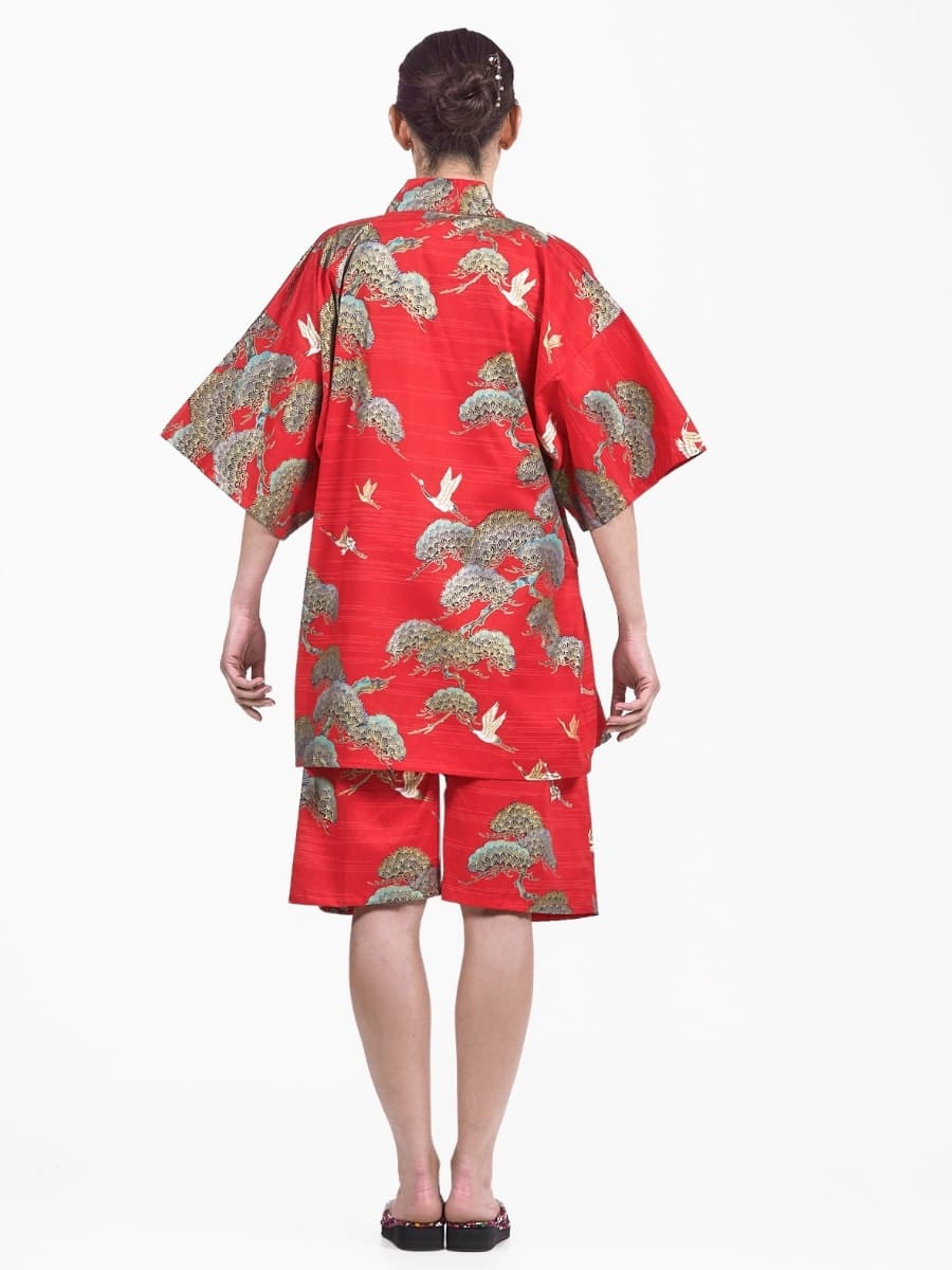 Japansk Jinbei Red Crane & Pine til kvinder