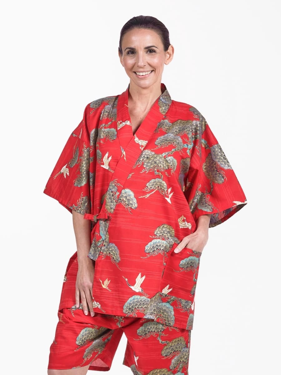 Japansk Jinbei Red Crane & Pine til kvinder