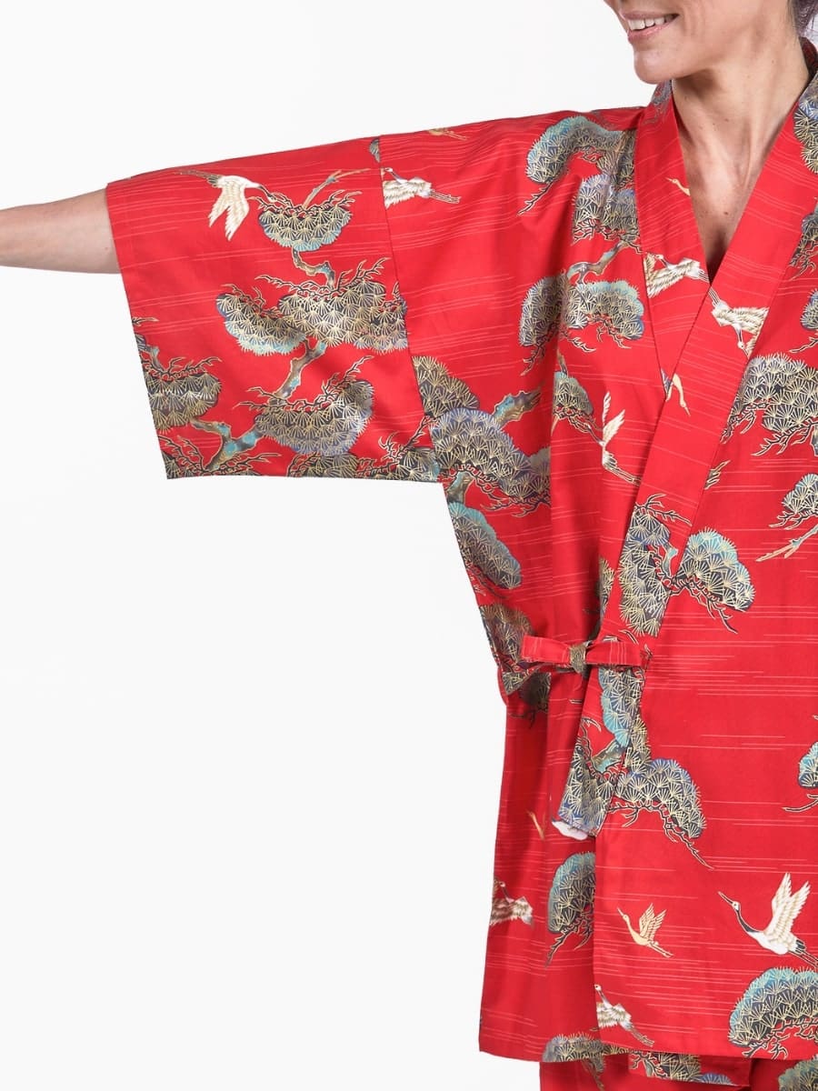 Japansk Jinbei Red Crane & Pine til kvinder