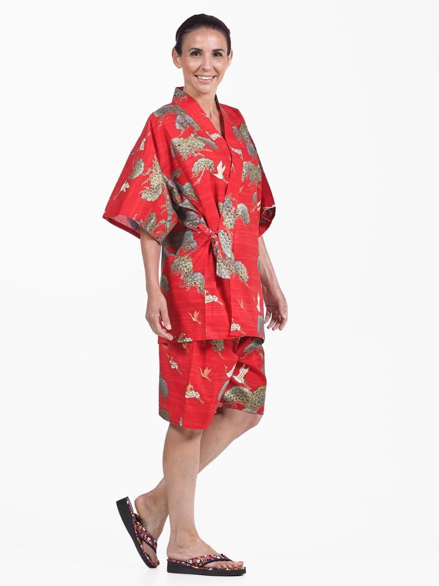 Japansk Jinbei Red Crane & Pine til kvinder