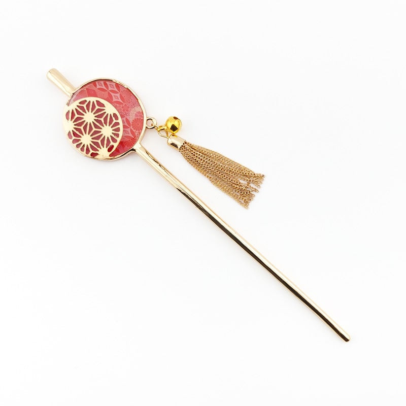 Japansk Kanzashi Asanoha Rød