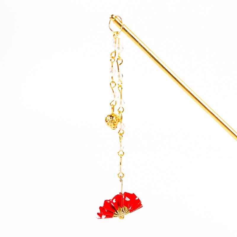 Japansk Kanzashi rød vifte