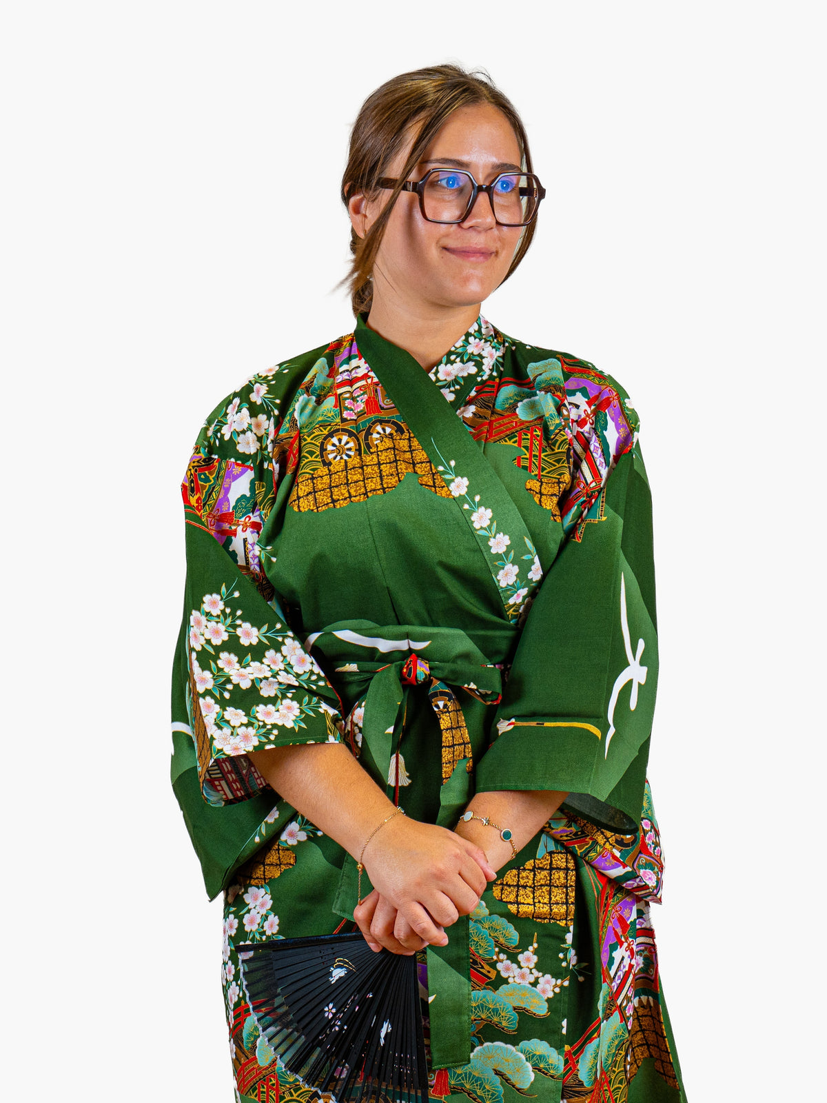 Japansk Kimono Dame – Grøn Guruma