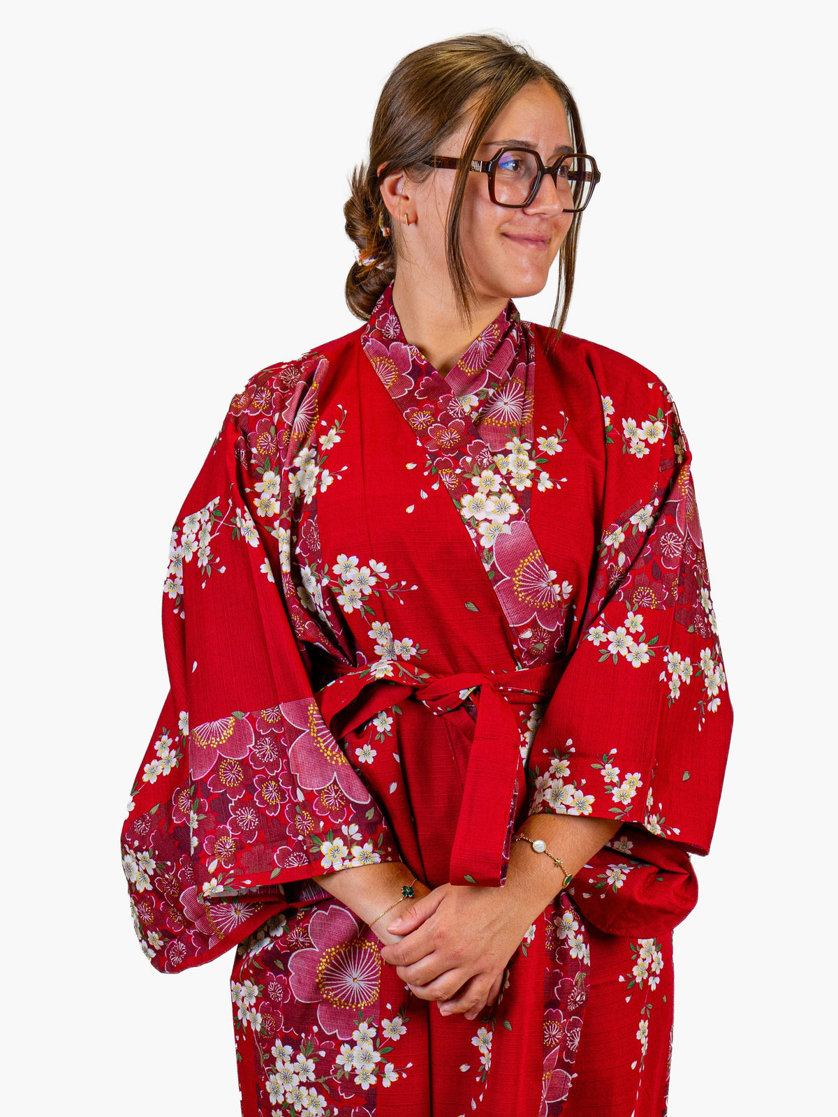 Japansk Kimono Dame – Rød Sakura