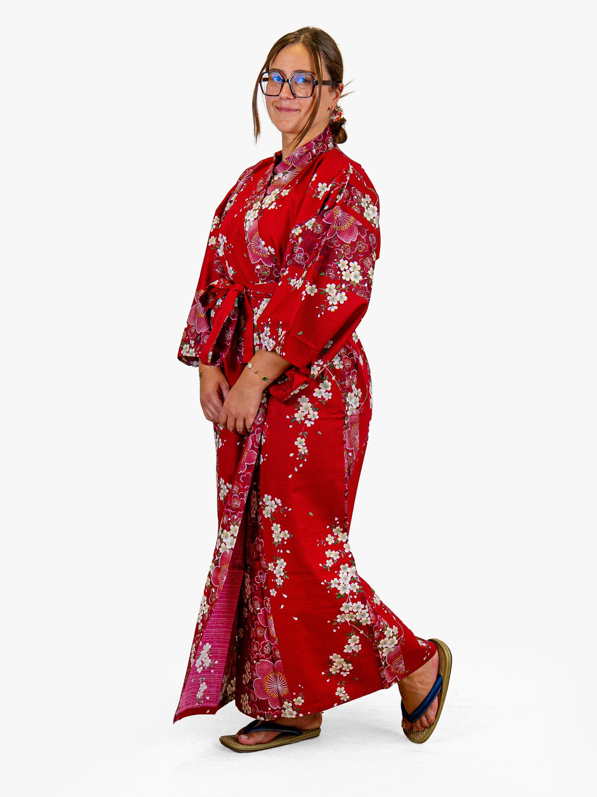 Japansk Kimono Dame – Rød Sakura