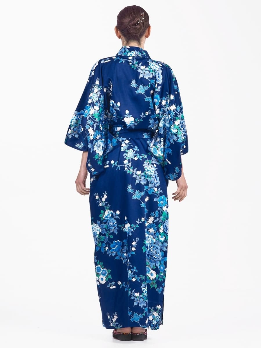 Japansk kimono til kvinder Blå Hana Én størrelse