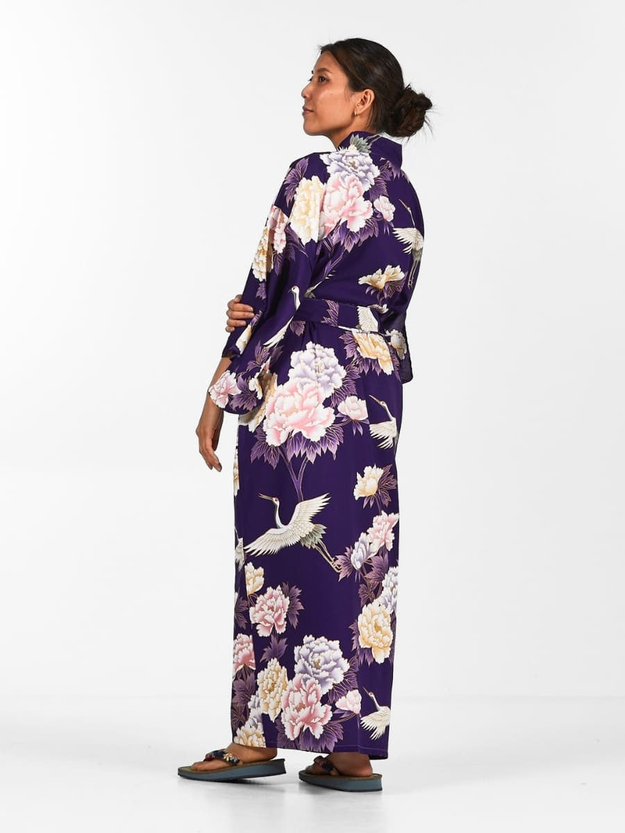 Japansk kimono til kvinder Botan to Tsuru Én størrelse