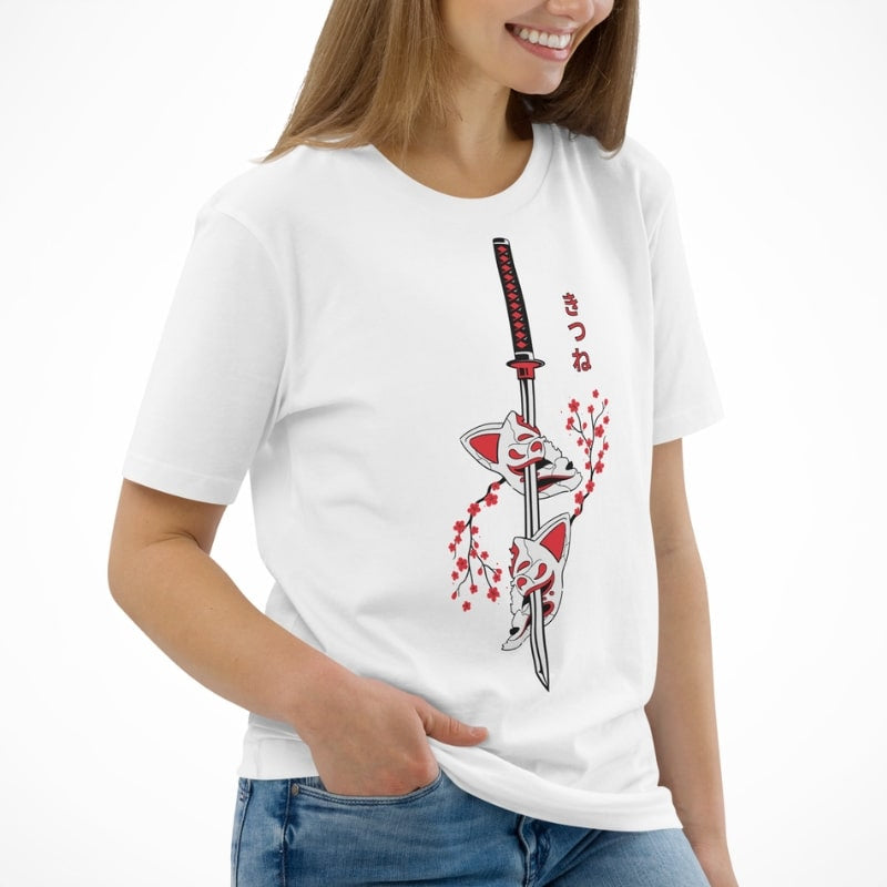 Japansk Kitsune Sakura T-shirt