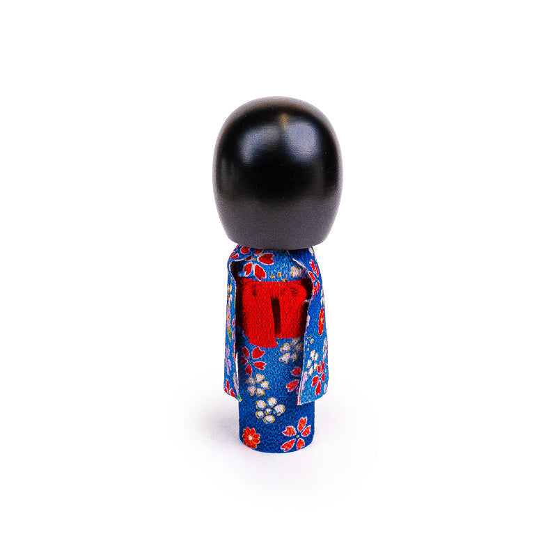 Japansk Kokeshi Dukke - Blå Kimono