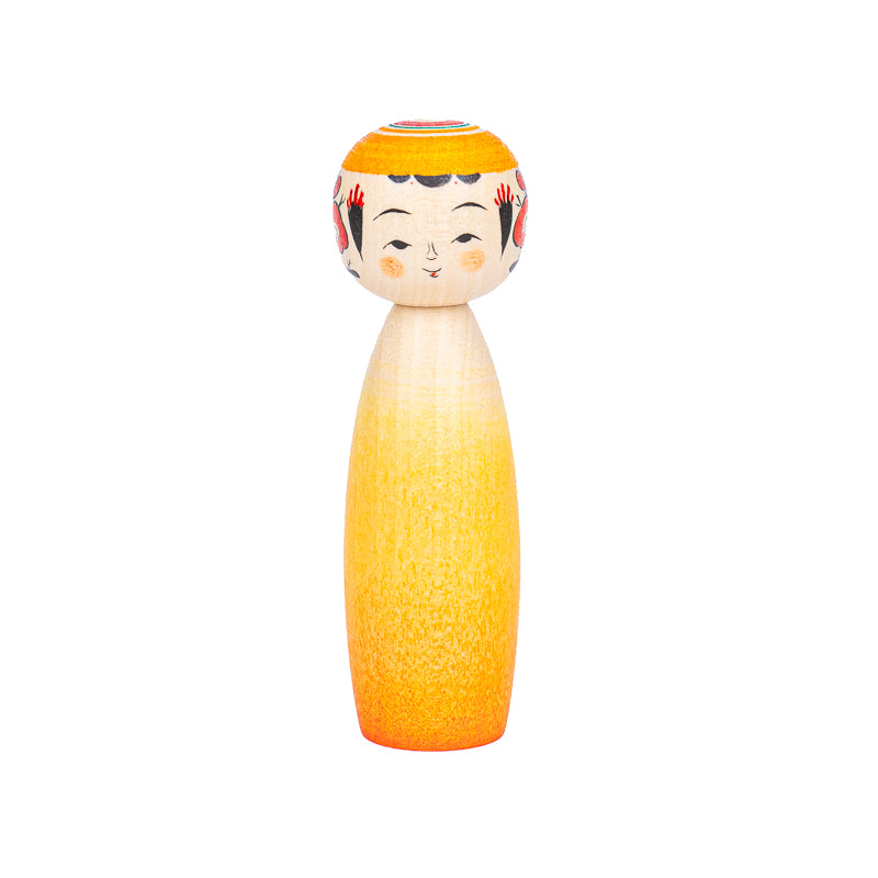 Japansk Kokeshi-dukke - Daidai Farvegradient - 9 cm