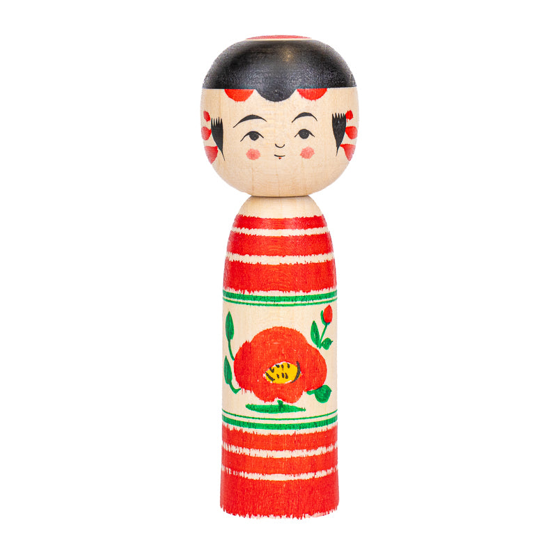 Japansk Kokeshi-dukke - Tsubaki Kamelia - 9 cm