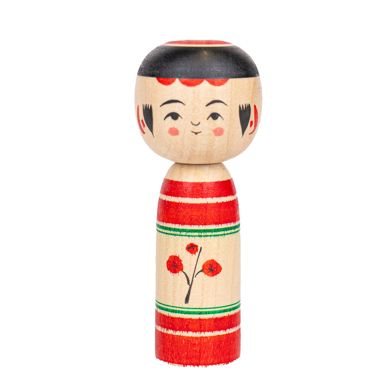Japansk Kokeshi-dukke - Umeko Blommeblomst - 7,5 cm