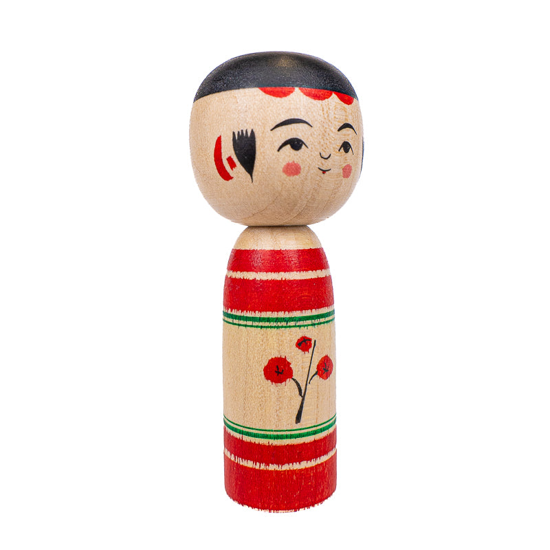 Japansk Kokeshi-dukke - Umeko Blommeblomst - 7,5 cm