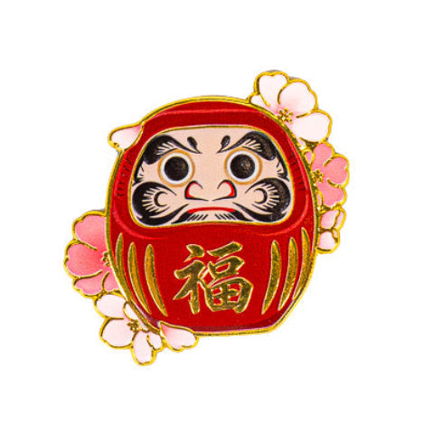 Japansk magnet i metal med Daruma og Sakura