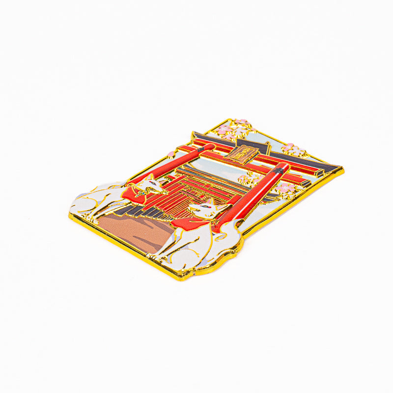 Japansk magnet i metal med Torii og Kitsune