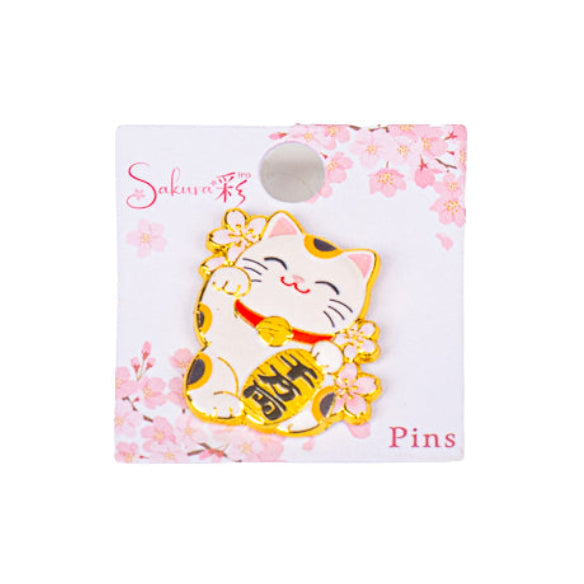 Japansk Maneki-Neko-pin i metal