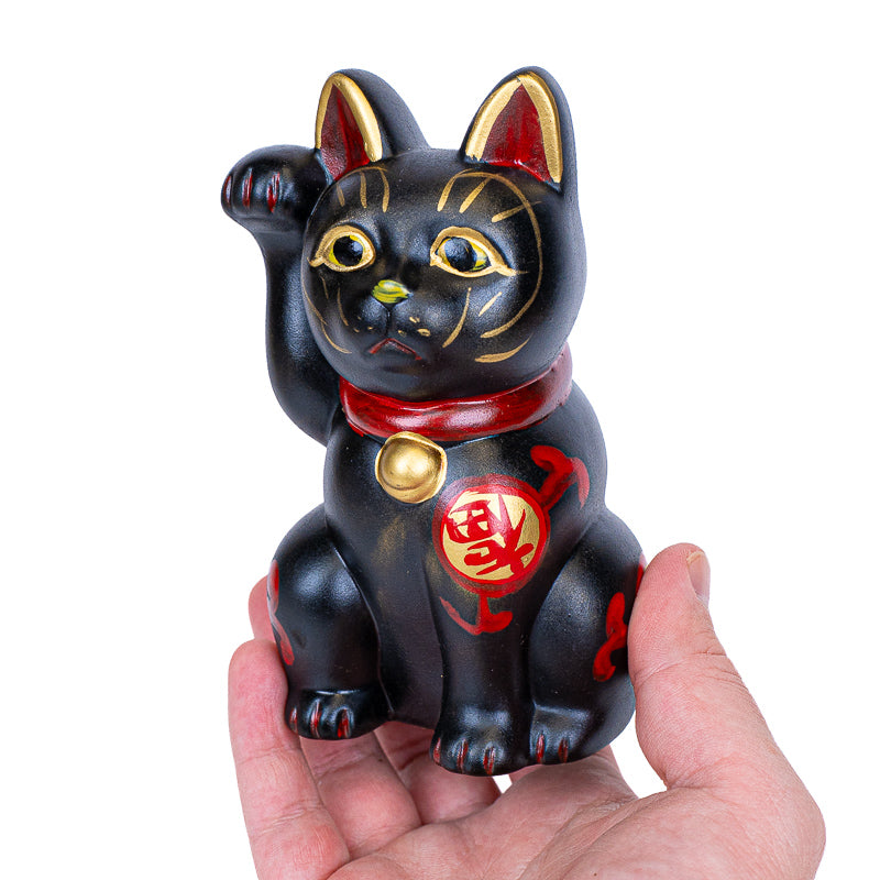Japansk Maneki Neko - Sort Keramik