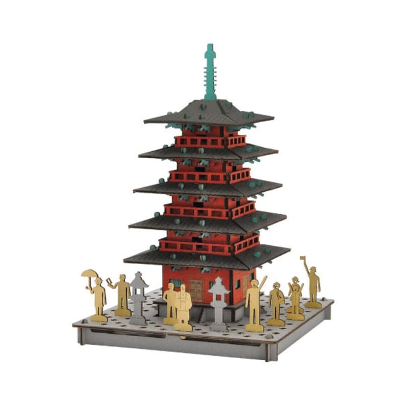 Japansk miniaturemodel - rød pagode