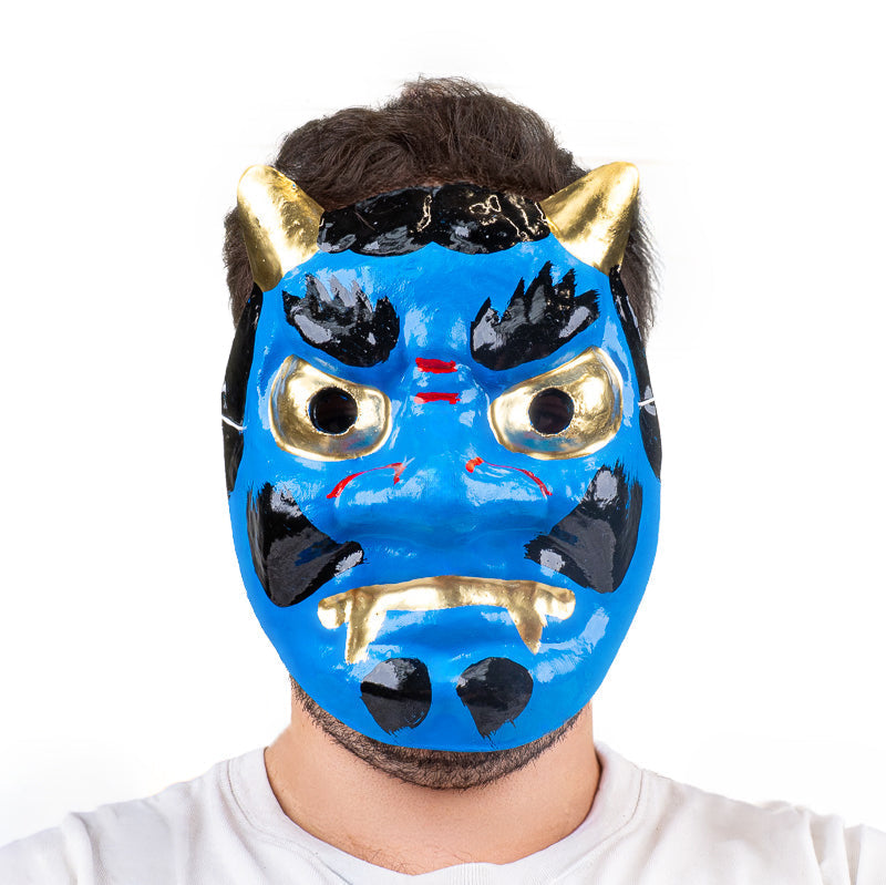 Japansk Oni-maske i Papmaché - Blå
