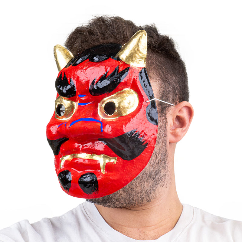Japansk Oni-maske i Papmaché - Rød